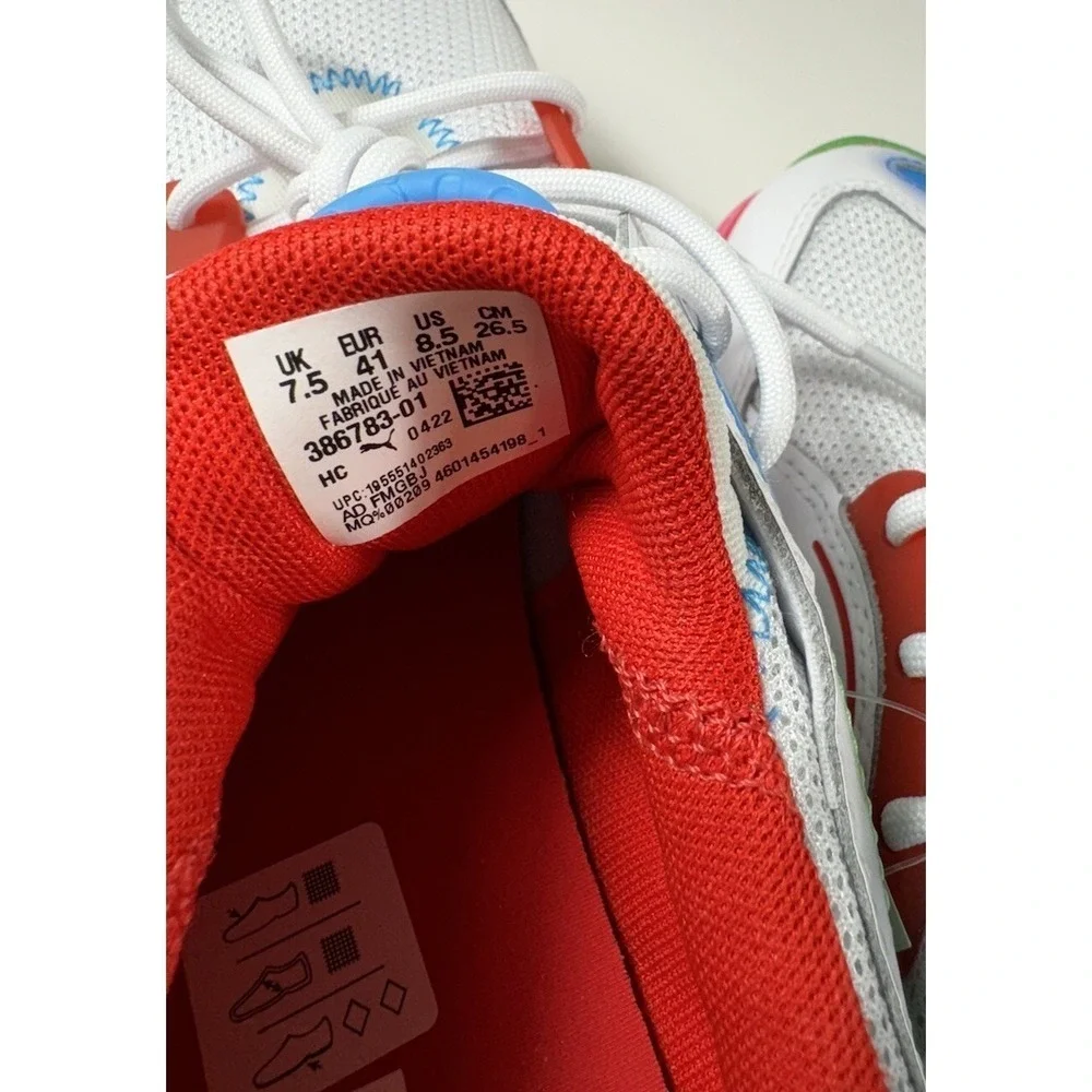 PUMA TRC Blaze Neon Sneakers Shoes White‎ Multicolor Mens Sz 8.5 *NEW* 386783-01